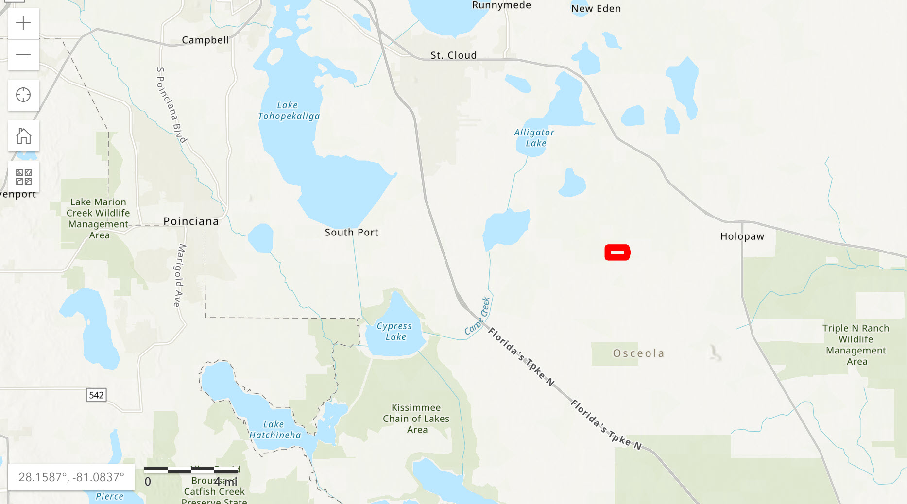 285 acres Holopaw St Cloud FL location map